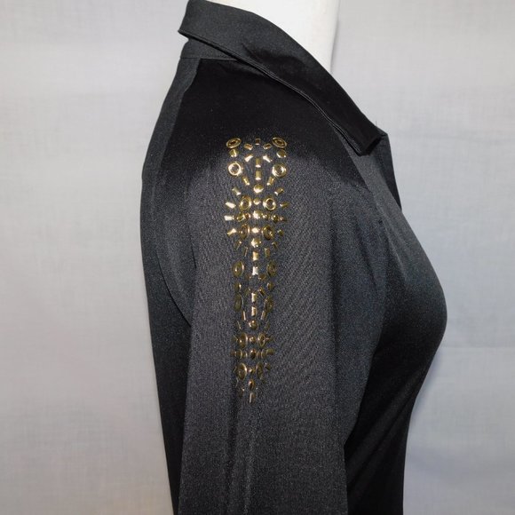 Nancy Lopez Womens S Desert Dry Black with Gold Detail Golf polo Shirt - Picture 8 of 9